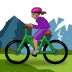 🚵🏽‍♀️ woman mountain biking: medium skin tone display on Samsung